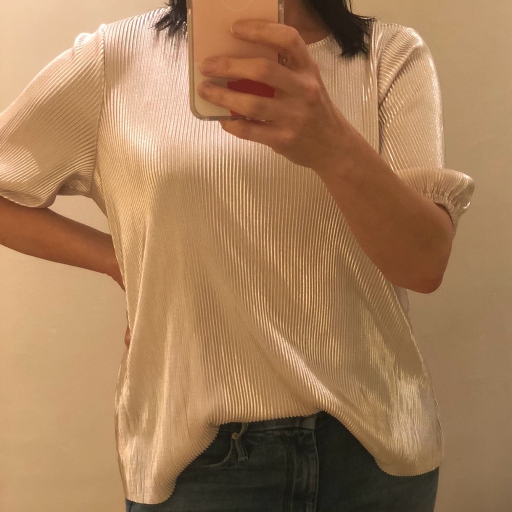 Anthropologie Sunday in Brooklyn Shimmering Champagne Blouse